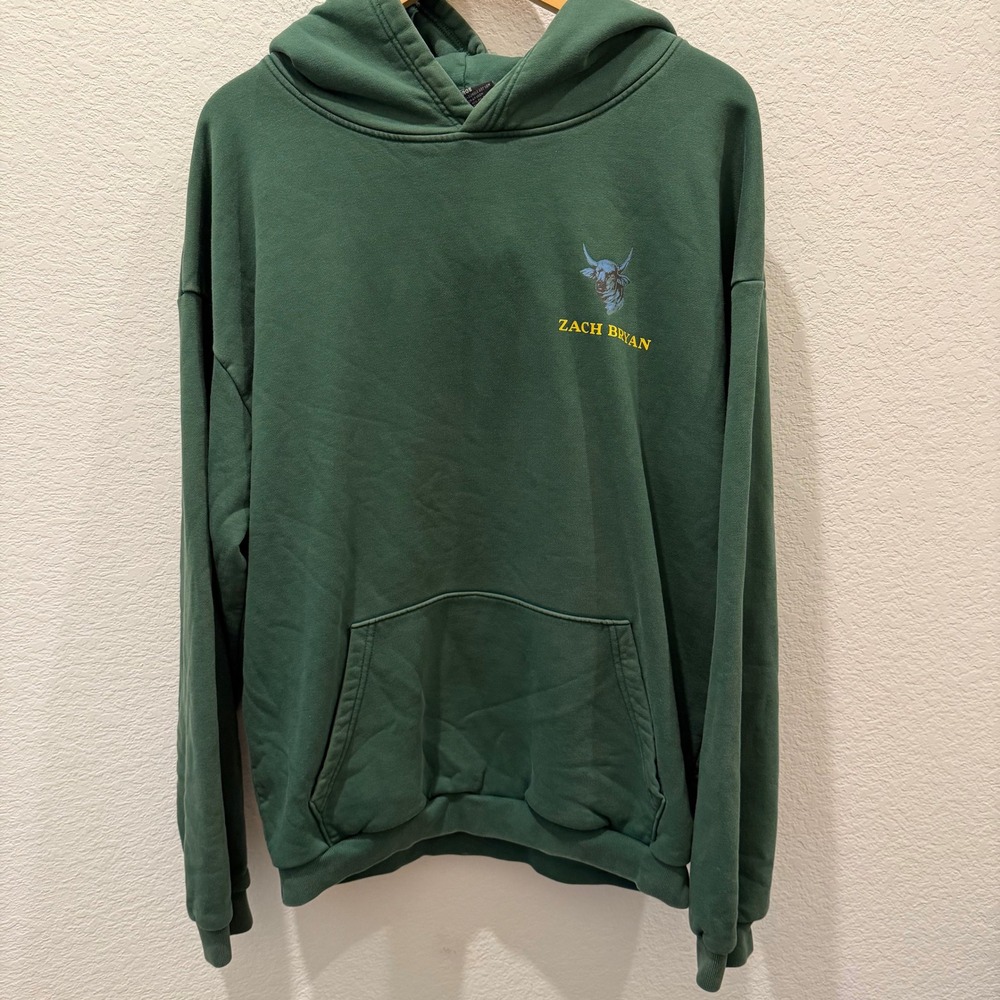 Zach Bryan 2023 Burn Burn Burn World Tour Hoodie Green Mens Large Concert Merch